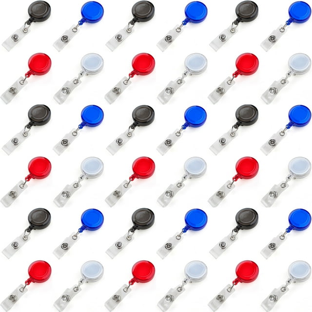 Muka 100PCS Translucent ID Card Badge Holder Reels Badge Clip-Assorted