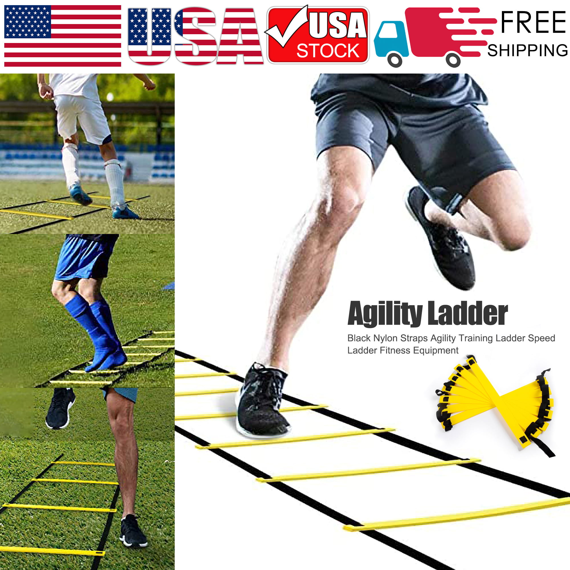 12 Rung Agility Speed Training Ladder Footwork Fitness Football Workout Exercise 