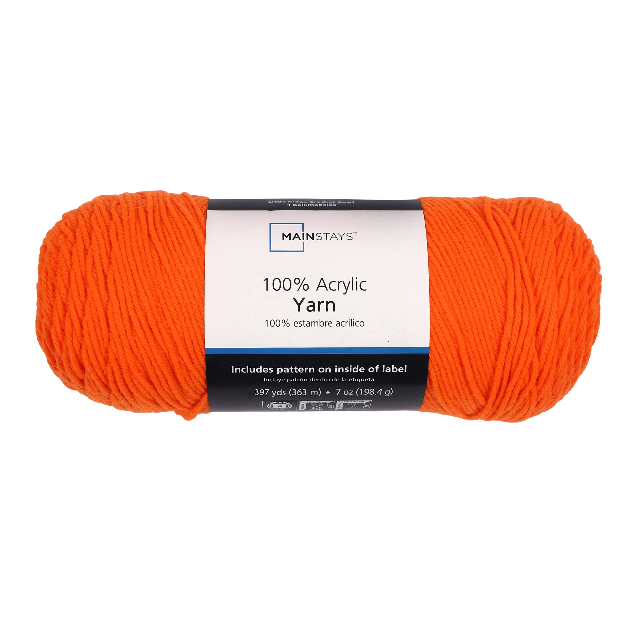 (3 pack) (3 pack) Mainstays 100% Acrylic Yarn, Orange, 7 oz, 397 Yards