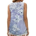 thumbnail image 3 of Women's Summer Casual Fashion Printed Loose Round Neck Sleeveless Tops Blue,M, 3 of 5