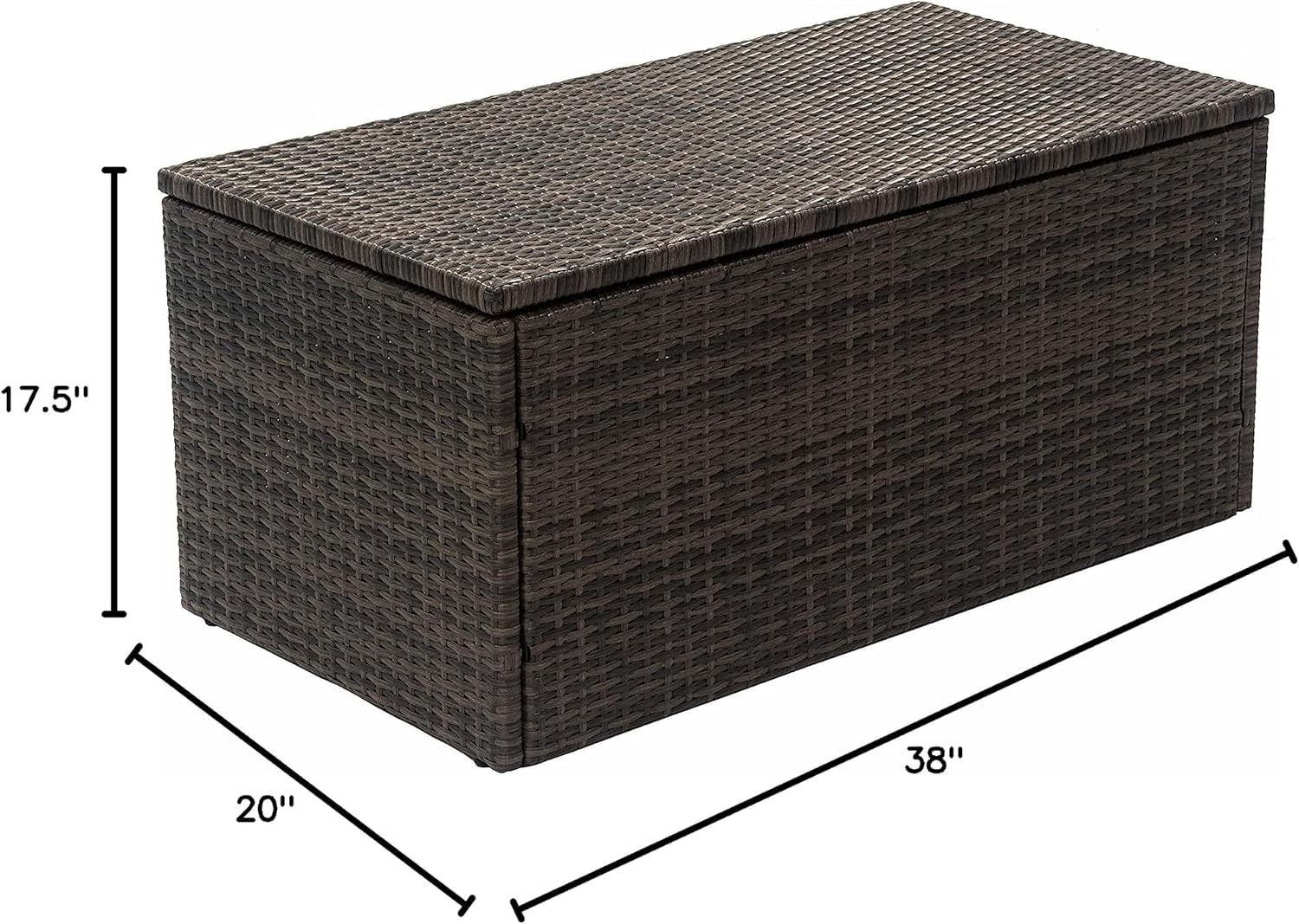 D&F Design Jackson Indoor & Outdoor PE Wicker Coffee Table with Storage, Patio Resin Rattan for Furniture Covers, Pillow, Toys and Gardening Tools Grey (Brownish Grey)