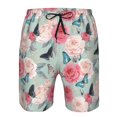 thumbnail image 3 of Sikiie Roses and Butterflies Print Men's Beach Shorts, High Elastic Quick-drying Shorts - with Drawstring and Slip Pockets, Suitable for Beach, Sports, Vacation-XX-Large, 3 of 6