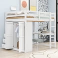 thumbnail image 2 of Bellemave Full Size Loft Bed with Desk and Wardrobe, Wood  Loft Bed frame with 3 Storage Drawers & 2 Shelves, Maximum Space Loft Beds Full Design for Bedroom or Dorm (White）, 2 of 8