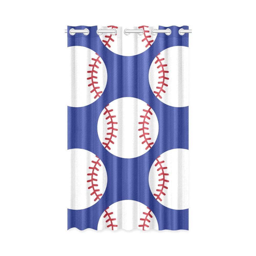 YUSDECOR Baseball Thermal Insulated Blackout Window Curtain Kitchen