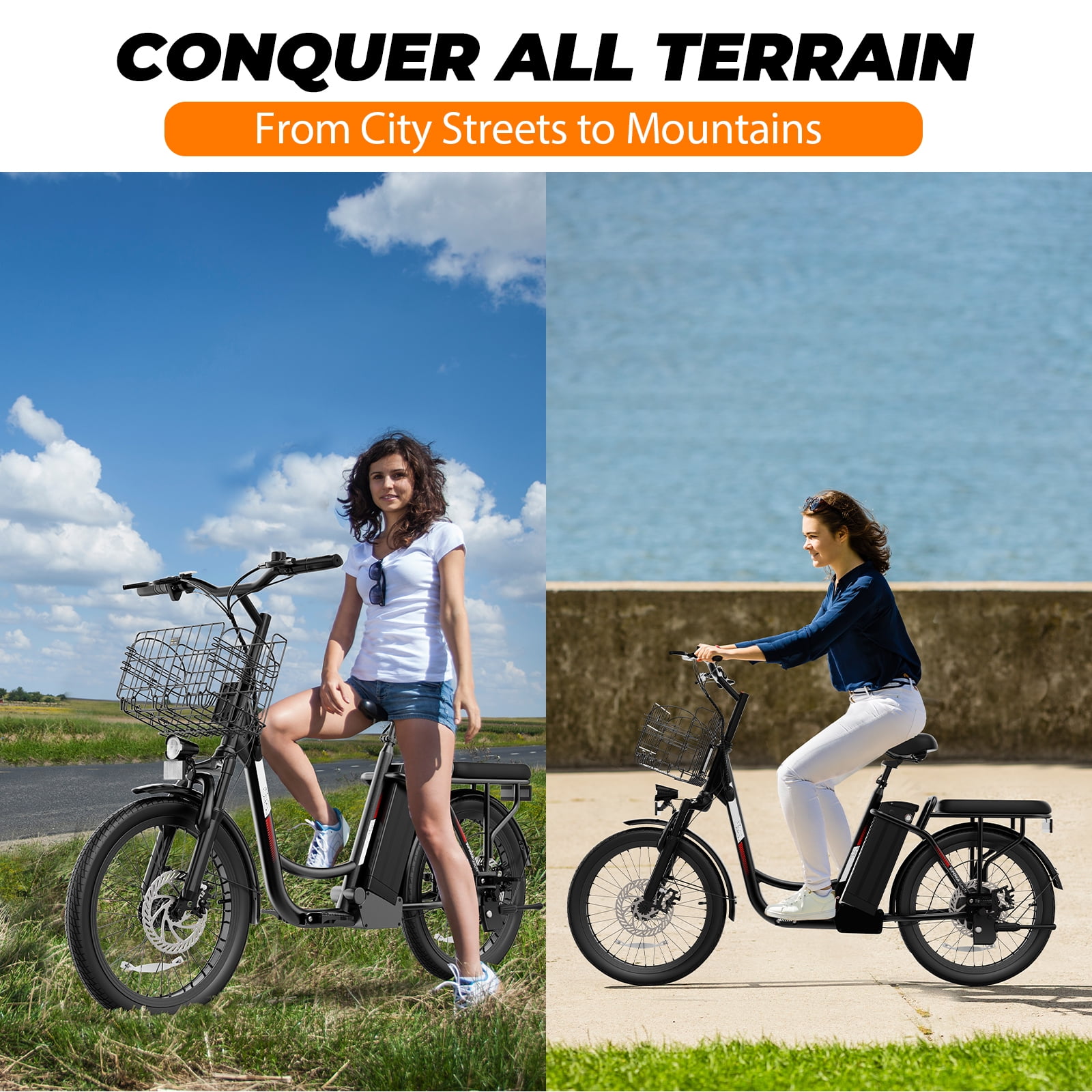 SANOPY 500W Electric Bike for Adults,48V Removable Battery,20 Mile Range&20MPH Max Speed,Electric Scooter with Seat,Commuter E-scooter for Adults and Teens,Black,UL2272