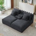 thumbnail image 2 of 71" Oversized Double Chaise Lounges Indoor, Upholstered Corduroy Sofa Bed with Dual Cup Holders, Sectional Sleeper Loveseat for Living Room, Dark Grey, 2 of 8