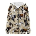 thumbnail image 3 of XIAOCHA Horse Print Zip Up Hoodie For Women Drawstring Pocket Outdoor Camping Oversized Hooded Jacket, 3 of 3