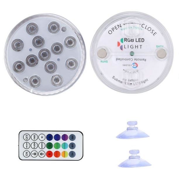 Luz LED RGB para acuario, pecera, lámpara de decoración subacuática, luz sumergible para piscina, luz de control remoto, 1 pieza, 8,5 cm Yuarrent EL5490-01B