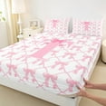 thumbnail image 3 of jejeloiu Ribbon Bowtie Bow Full Size Sheets,Chic Pink Bowknot Bed Sheets,First Letter T Sheet Sets For Girls,Super Cozy Room Decor,4 Pieces, 3 of 7