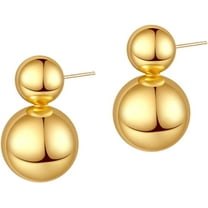 Double Ball Earrings for Women Gold Filled Studs Earrings Round Ball Drop Earrings Fashion Brass Polished Bead Jewelry Gift