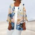 thumbnail image 2 of JULMCOMO Boho Kimono for Women Casual 3/4 Sleeve Lightweight Open Front Floral Long Cardigan Kimono Beachwear Beige S, 2 of 5