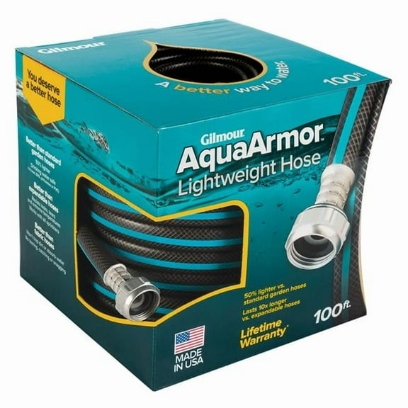 Gilmour  0.5 in. Dia. x 100 ft. Aquaarmor Plastic Garden Hose, Black