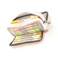 thumbnail image 3 of Estuche para lápices de gran capacidad, bolsa de papelería bonita con múltiples bolsillos y doble apertura para escuela de estudiantes, rejilla pequeña rosa y blanca, 3 of 5