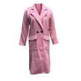 thumbnail image 3 of Women Wool Blend Blazer Jacket Long Sleeve V Neck Mid Length Coat Fashion One Button Open Front Cardigan Outerwear, 3 of 4