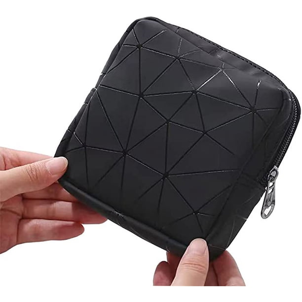 Bolsa de almacenamiento de toallas sanitarias Lingge - negra, bolsa sanitaria, caja de almacenamiento portátil para toallas sanitarias, bolsa menstrual femenina, bolsa con cremallera para copa menstru