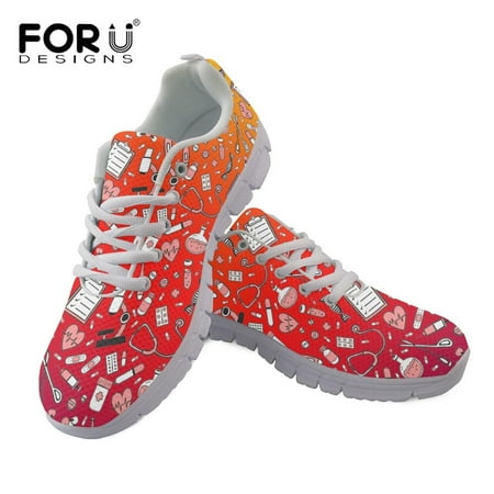 

Ladies Casual Flat Shoes Cartoon Medical Equipment Pattern Breathable Air Mesh Shoes Women Super Light Sneakers New