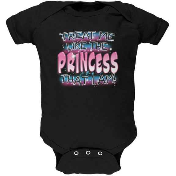 Treat Me Like The Princess I Am Soft Baby One Piece Black 12 Month