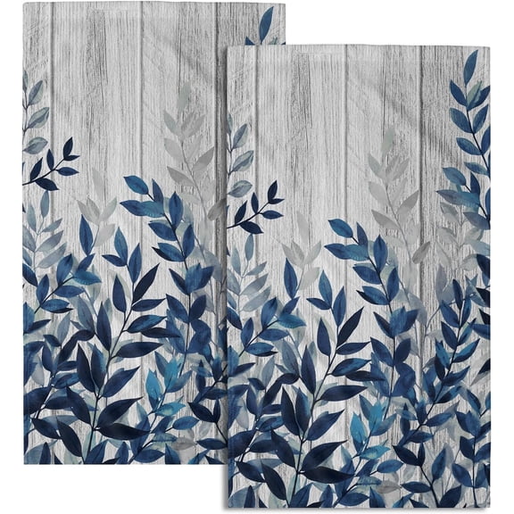 Blue Eucalyptus Leaves Hand Towels Set of 2 Botanical Leaf Fingertip Towels for Bathroom 28X14in Quick Dry Super Absorbent Bath Hand Towels Face Towel Kitchen Dish Towels for Spa Gym