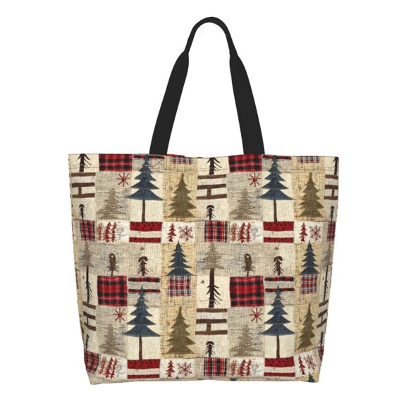 Kdxio Rustic Plaid Forest Lodge Casual Tote Bags Women Big Capacity Shoulder Bag for Women Travel Shoulder Bags Handbags