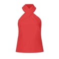 thumbnail image 3 of Outfmvch Chandails à Capuchon pour Femmes Mode Décontractée Ajusté Fermeture Éclair au Dos Dos Nu Sans Manches Patchwork Hauts pour Femmes Chandails pour Femmes Rouge, 3 of 8