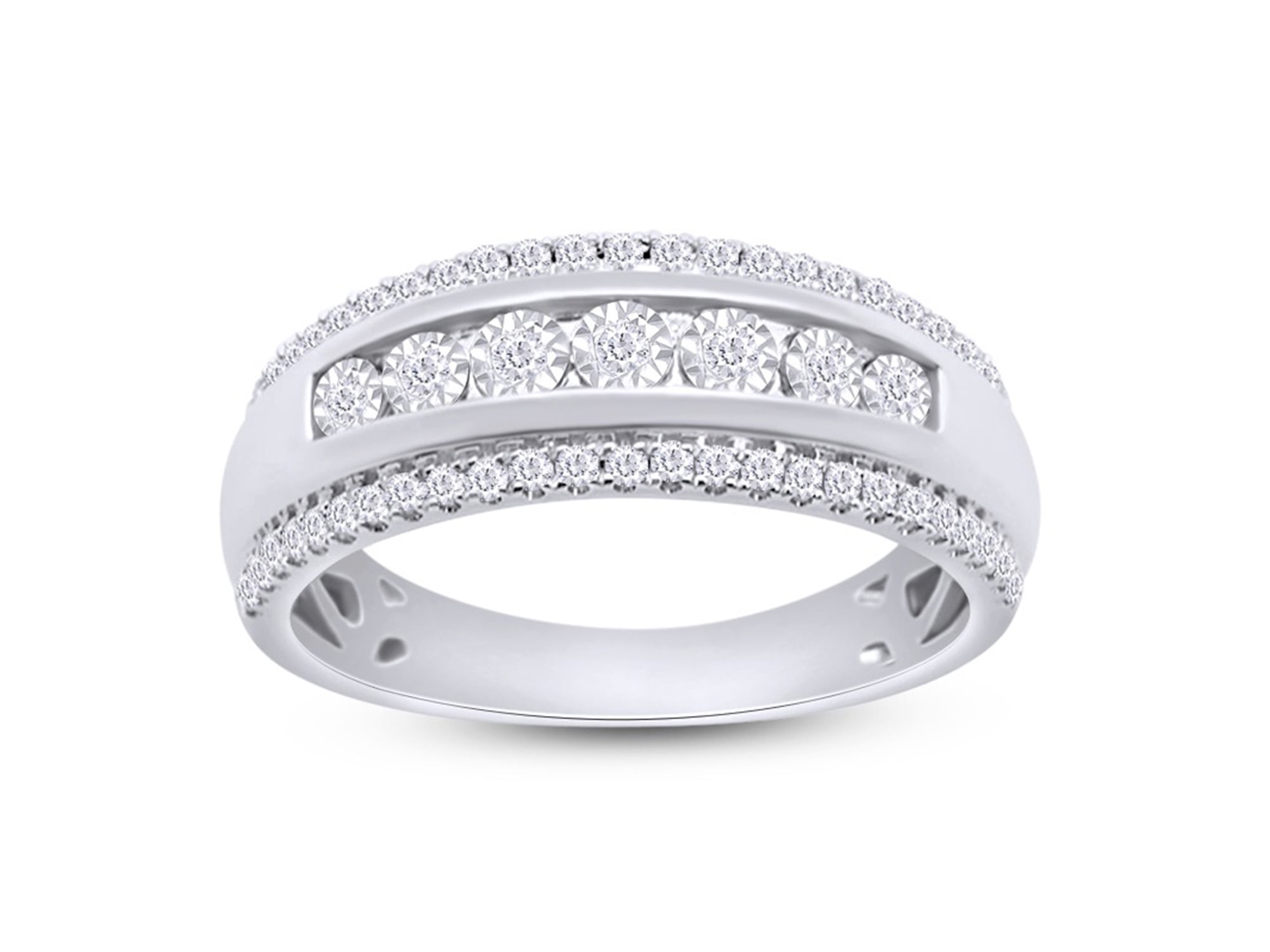 0.50 Ct Round Cut Diamond Anniversary Band Ring For Women's 10k White Real Gold 