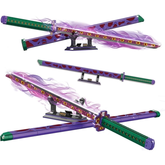 Sword Building Set, 39in Kokushibo Sword Building Block with Scabbard and Stand, Handmade Cosplay Anime Sword Toy Building Set for Collecting and Gifting, 789 pcs
