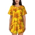 thumbnail image 1 of Balery 3D Sunflowers Conjunto de Pijama para Mujer con Estampado, Dos Piezas de Manga Corta y Shorts, Ropa de Dormir Suave con Cuello Redondo y Bolsillos-X-Large, 1 of 6