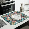 thumbnail image 3 of Boho floral kitchen drying mat 16x18 Inch featuring soft microfiber, washable and reusable, perfect for drying dishes and protecting surfaces, 3 of 7