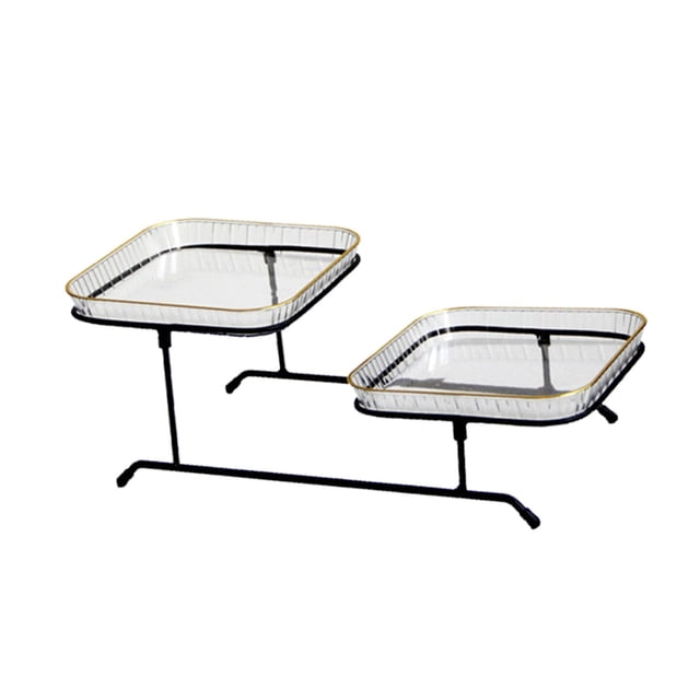 Plato de servir Soporte para Cupcakes Cuadrado Extraíble Reutilizable 2 Niveles Plato para Servir Postre de Dulces Hotel Snack Platter para Fiesta , claro Magideal Plato de servir