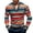 Red, variant on WTOBBY Men's Fashion Casual Long Sleeve Shirt with Striped V-Neck Design, Colorful Blouse Style Top for Versatile and Layered Outfits,Orange L
