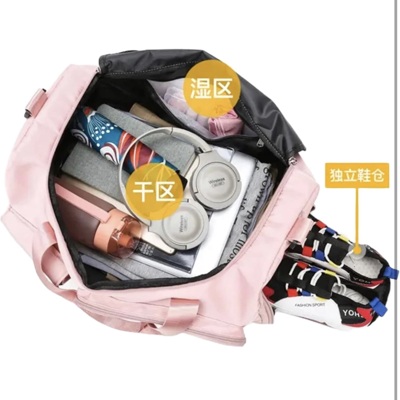 Sports Duffle Bag. Spacious Gym Bag for Workouts and Travel, 19 Inch