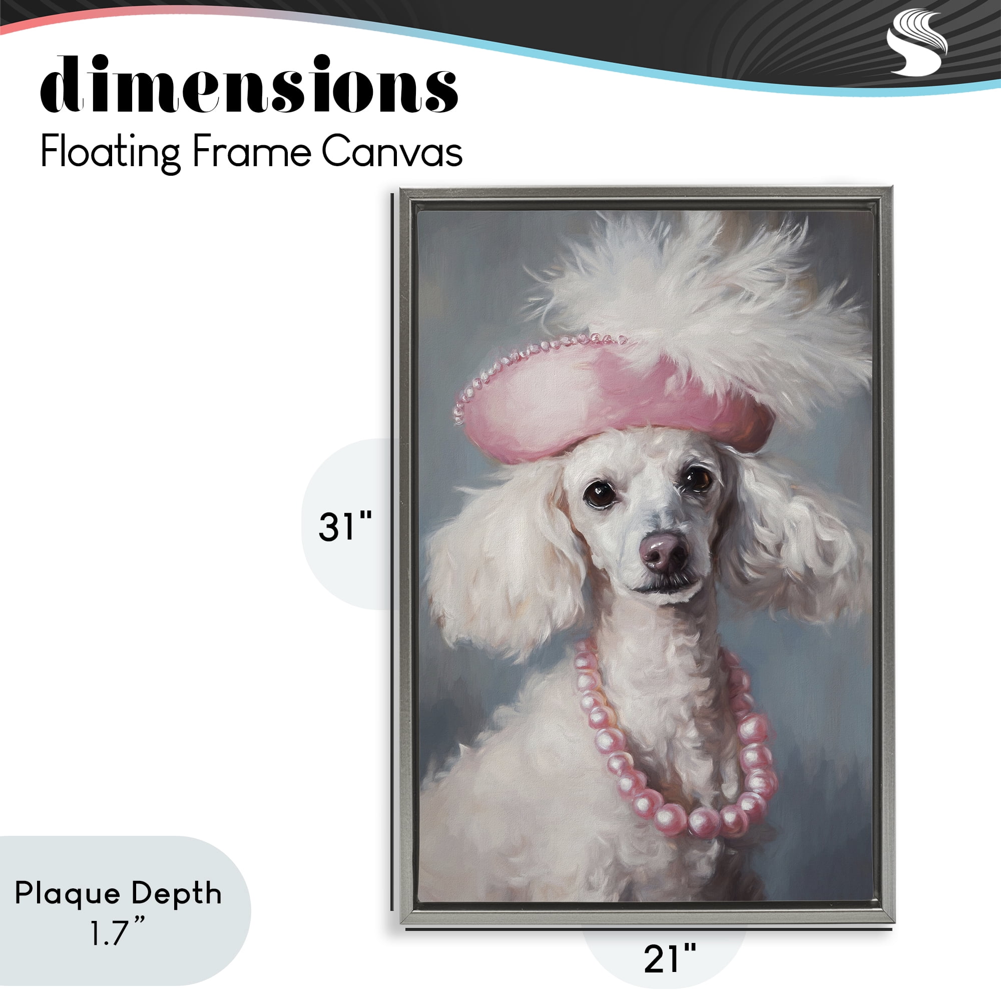 Stupell Industries Beautiful Collette Pup Gray Framed Floater Canvas Wall Art, design by Tina LeCour