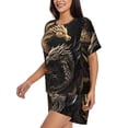 thumbnail image 2 of Fotbe Vintage Metal Dragon Print Pajama Set for Women 2 Piece Loungewear Short Sleeve Tops and Shorts Set Soft Sleepwear-Medium, 2 of 7