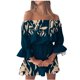 thumbnail image 2 of ICHUANYI Clearance Stylish Women's Summer Sexy Casual Off Shoulder Bell Sleeve Solid And Printed Dresses(Navy, S) ICHUANYI WER2023080816013, 2 of 5