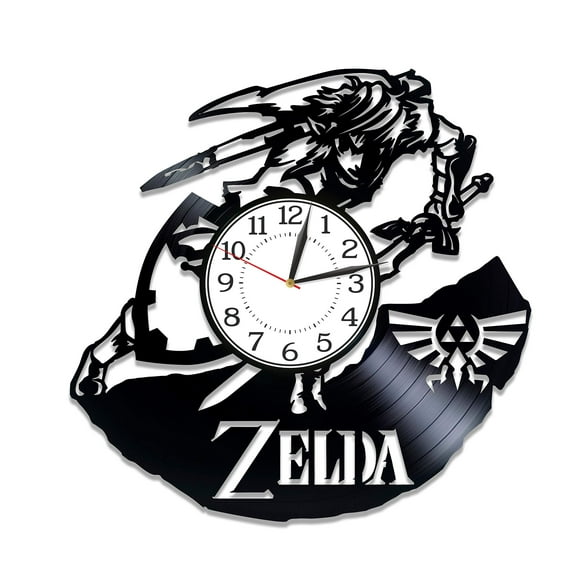 Kovides Birthday Gift Idea for Gamer Video Game Handmade Clock Link Vinyl Clock 12 Inch Video Game Original Home Decor The Legend for Man Link Vinyl Record Wall Clock