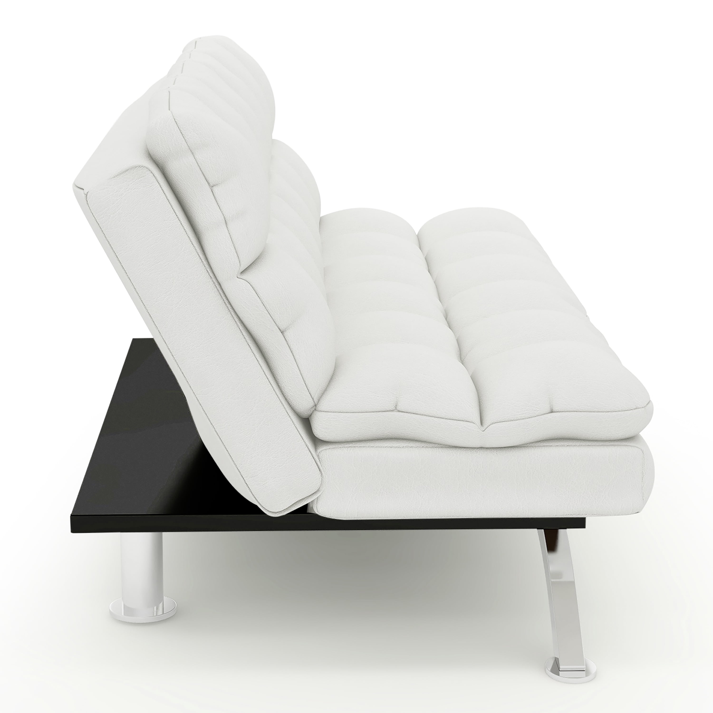 Furniture of America Contemporary Faux Leather Filia Futon Sofa, White