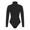 thumbnail image 5 of Women's Basic Solid Bodysuit Turtleneck Leotard Top Long Sleeve Knit Ribbed Jumpsuit Stretchy Romper for Going Out, 5 of 6