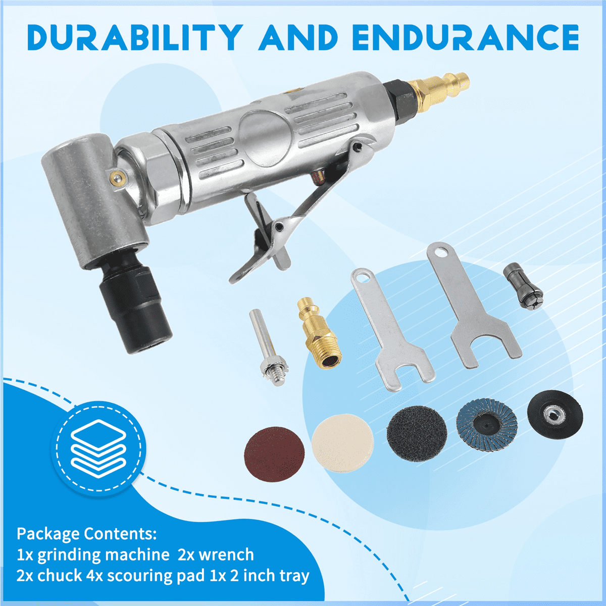 HOT! 1/4 inch Air Angle Die Grinder 90 Degree Pneumatic Grinding Machine Cut Polisher Mill Engraving Tools Set With Spanner Wrench