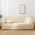 thumbnail image 2 of Homore 1 Piece Sofa Slipcover with Pleated Ruffled Skirt Washable High Stretch Durable Furniture Protector,2 Seater,Cream, 2 of 13