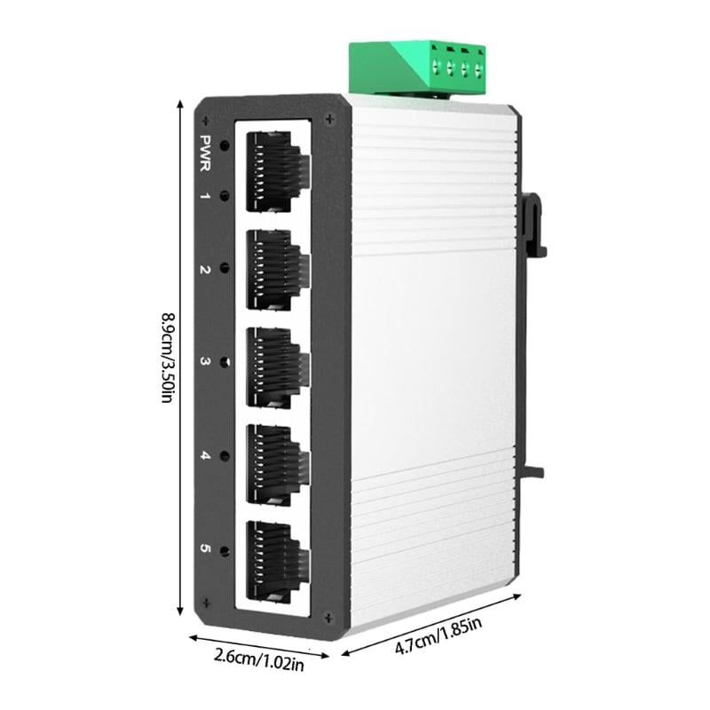 CEORPER 5 Port Mini Ethernet Switcher Aluminum Case DIN Rail Installation Design