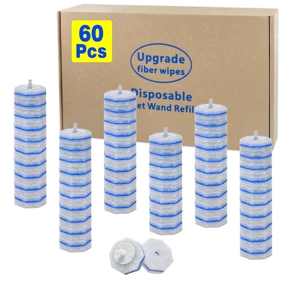 ZQZiQi Disposable Microfiber Toilet & Bathtubs Brush Head Refills for Clorox, 60 Count