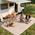 thumbnail image 4 of Lahome Decor 5’X8’ Rainbow Outdoor Rug for Patio,Beach Mats Waterproof, Camping Rug for Outside RV, Portable Plastic Straw Outdoor Area Rug for Backyard, Garden, Pool Deck,Light Khaki, 4 of 9