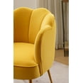 thumbnail image 5 of Velvet Accent Chair for Living Room, Vanity Chair for Makeup Room with Gold Metal Legs, Modern Upholstered Leisure Armchair with Shell Shape Back for Living Room Bedroom (Yellow), 5 of 7