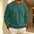 thumbnail image 4 of Domuza Mens Warm Fleece Crewneck, Long Sleeve Pullover Sweatshirt, Relaxed Fit Top for Everyday Wear - Dark Green XL, 4 of 6