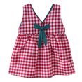 thumbnail image 1 of VBARHMQRT Summer New Girl Fashion Striped Grid Sleeveless Bow Loose Vest Princess Dress, 1 of 9