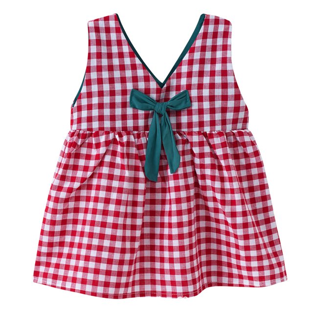 VBARHMQRT Nouvelle Mode d'Été pour Fille Robe Princesse Sans Manches à Rayures avec Nœud et Gilet Ample