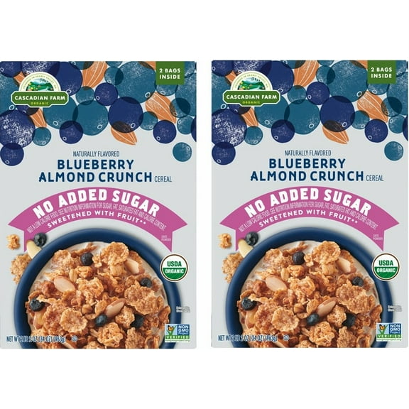 2 BAG | Cascadian Farm Organic Blueberry Almond Crunch Breakfast Cereal, No Added Sugar,, 2 lbs 2 oz