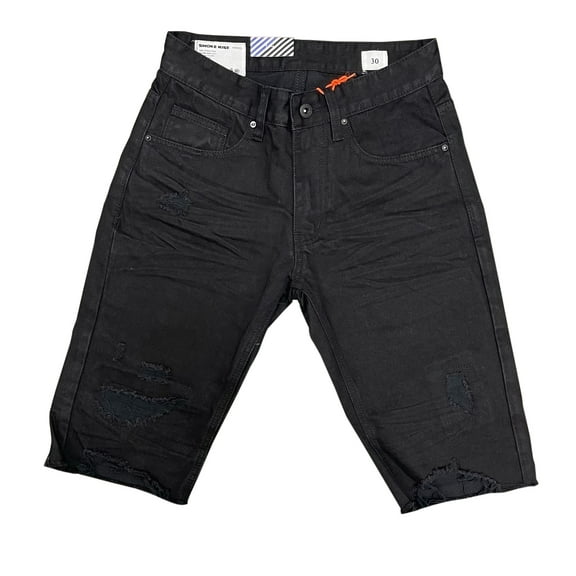 Men's Smoke Rise Jet Black Basic Denim Shorts - 38