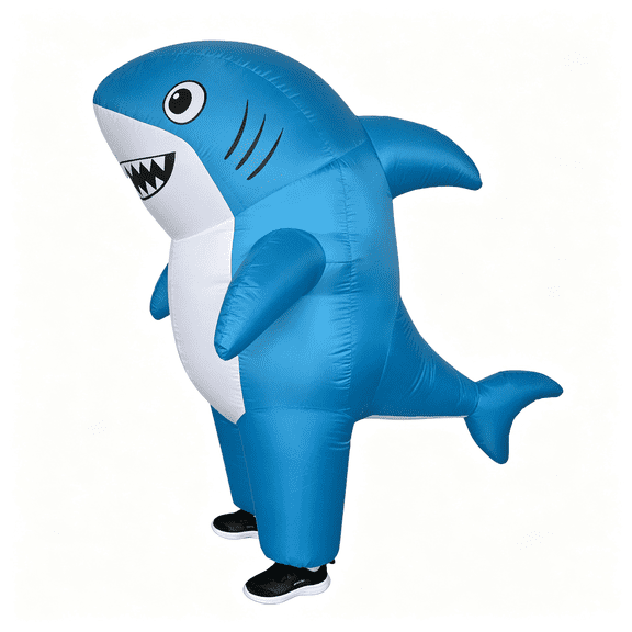 Adult Inflatable Shark Costume, Full Body Blow Up Blue Shark Suit for Halloween Cosplay Party Funny Group Dress Up Outfit