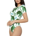 thumbnail image 2 of KLL Women 's Crew Neck Bodysuit Jumpsuits Cartoon Turtle Print Short onesies Stretch T Shirts, 2 of 7